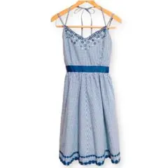 【新品未使用】L'EST ROSE 膝丈ワンピース チェック 紺