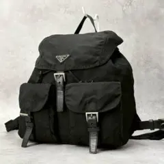 美品✨PRADA プラダ リュック バックパック ナイロン 三角ロゴ 黒