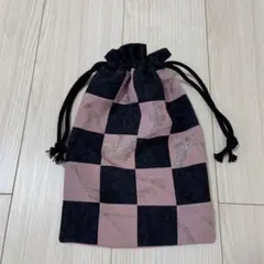 着物地のパッチワーク風巾着袋