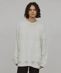 タケオキクチ オフ白 透かし編みニットL ビッグシルエット 定価9900円★88のサムネイル