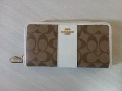COACH モノグラム 長財布 ブラウン/ホワイト