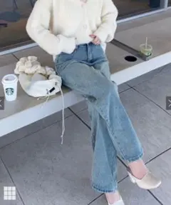 ストレートデニム ハイウエスト ライトブルー