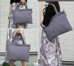 ★三連休特価★【ほぼ新品】ヌビバッグ パール付き（ダークグレー）