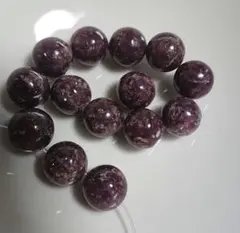 天然石 ビーズ レピドライト ラウンド 14個