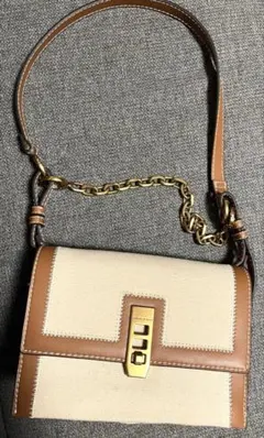 チャールズアンドキース キャンバス レザー ショルダーバッグ 保管袋付き