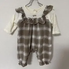 バースデイ　チェック柄ロンパース 50-60