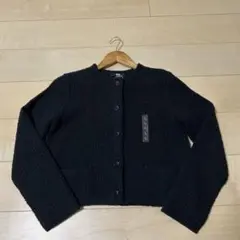 新品タグ付UNIQLOニットショートジャケット黒Lサイズ