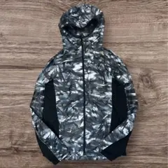 美品 アディダス 総柄 ウィンドブレーカー 黒 ジャケット M フルジップ