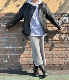 美品　ZARA ライダース　ダブル　フェイクレザージャケット＋ブーディブラウス