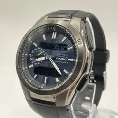 稼働美品　カシオ　WVA-M650　電波ソーラー　メンズ　腕時計　ブルー文字盤