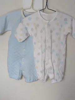 ツーウェイ・ドレスオール 50-60cm ホワイト/ブルー2枚セット