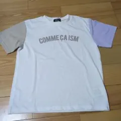 新品☆コムサイズム　白×ベージュ×ラベンダー　半袖ロゴTシャツ140㎝
