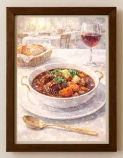【水彩画アート】祝祭のビーフシチュー　2L版写真用紙