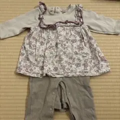 プティマイン　花柄カバーオール80