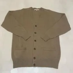 ユニクロ Lambswool ベージュ Vネック カーディガン S