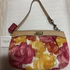 新品未使用 COACH ファブリック レザー 花+ハチ刺繍ハンドバッグ 