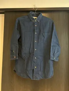 GLOBAL WORK ダークブルー デニムシャツ L 七分袖