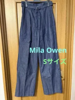 Mila Owen ベルト付センタープレスデニムワイドパンツ Sサイズ