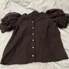 【未使用品に近い】ナイスクラップブラックブラウス