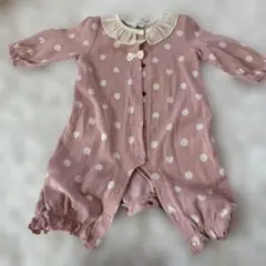 baby ドット柄 ロンパース ピンクのサムネイル