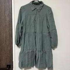 ZARA グリーン チュニック 長袖　トレンド