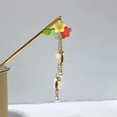 かんざし ～小さな花と白い蝶々～ ハンドメイド