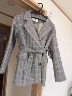 グレー系チェック ダブルブレストジャケット