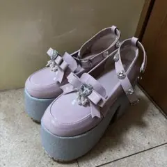 Ank Rouge エナメルリボン厚底ローファー ピンク　厚底　LLサイズ