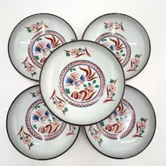 三洋陶器　林斎窯　赤絵花鳥　深皿　5枚セット　鉄鉢　中皿　色絵
