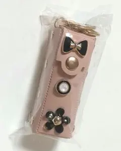 【新品未開封】リップケース バッグチャーム ピンク リボン パール フラワー