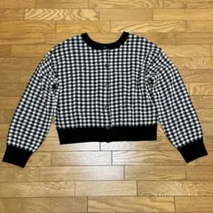【GU/ジーユー】2WAYクロップドカーディガン(長袖)(チェック) Mサイズ