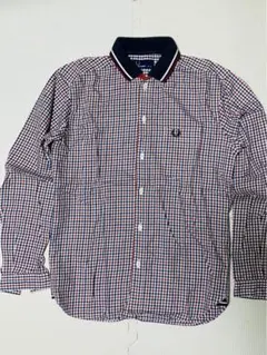 FRED PERRY 赤と青のチェック柄シャツ S