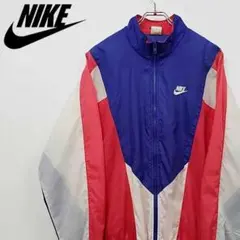 【90s 古着】ナイキ ナイロンジャケッケット 刺繍ロゴ マルチカラー L