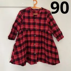 う*こ様 赤と黒のチェック柄ワンピース