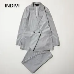 INDIVI セットアップ 接触冷感 UVケア 麻混 ジャケット パンツ　ダブル