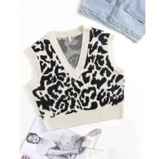 SHEIN レオパード カーディガン ニットベスト M