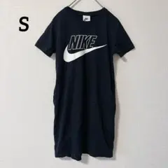 美品☆ NIKE 黒 半袖ワンピース S 120 130 ポケット付き ナイキ