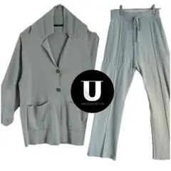 ＼セットアップ／カスタネ　ニット　ブルーグレー　アウター　ボトムス　古着