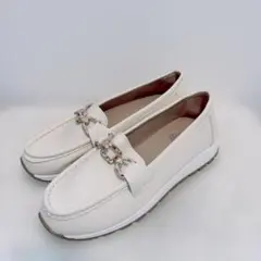 ゴールドチェーン 厚底ビットローファー アイボリービットモカシン 24.5cm