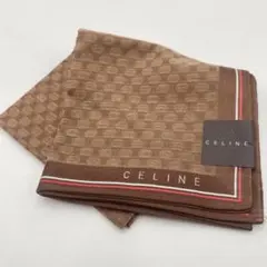 未使用　CELINE 大判　ハンカチ ロゴ　ブラウン