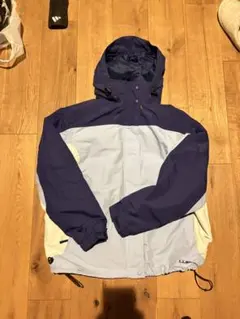 エルエルビーン　ナイロンジャケット　刺繍ロゴ　ドローコード　古着　ブルー　XL