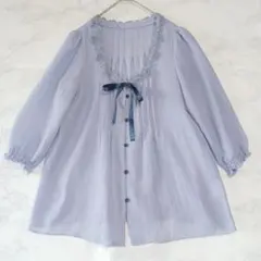 美品】 25SS レリアン プラスハウス ストライプ ブラウス リボン 13+ 