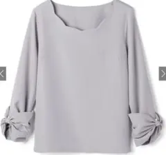 【GRL売切済】L スカラップネックパールリボンスリーブトップス[k6079m]