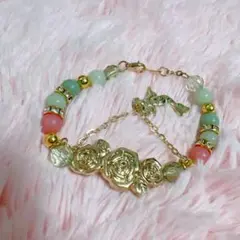 薔薇の花と人魚のチャームブレスレット
