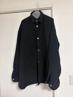 スエード風 ボタンアップ長袖シャツ