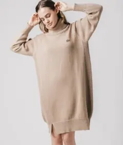 Lacoste ベージュ タートルネックニットワンピース