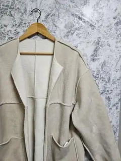 【2WAY 】リバーシブル ボア コーデュロイ ジャケット ブルゾン ベージュ