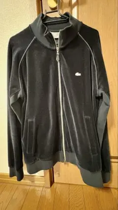 り*る様 【良品】LACOSTE ベロア トラックジャケット ダブルジップ 黒 