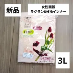 【新品】レディース ラグラン8分袖インナー 3L ピンクのサムネイル