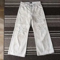 HARE ダメージデニムパンツ ホワイト M